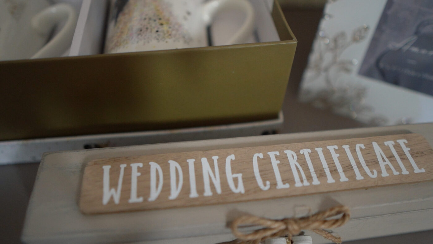 Wedding certificate moment preserved on video at a Northern Ireland venue